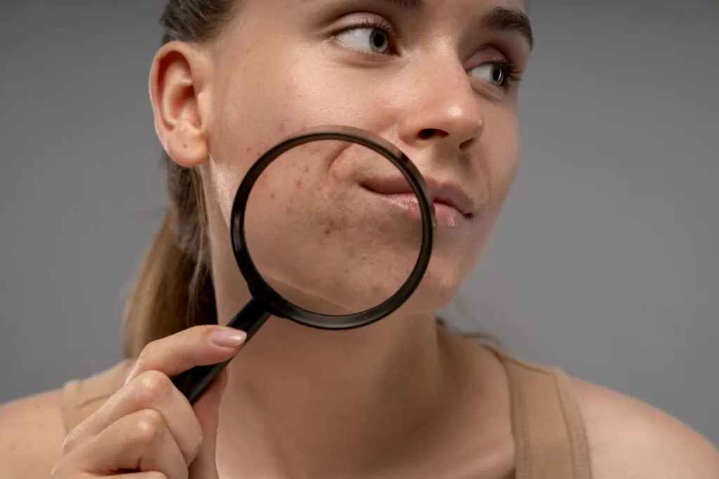 portrait person with dermatitis skin condition